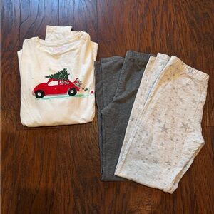 {J. Crew} Girls Christmas Tree Car Graphic Tee & leggings